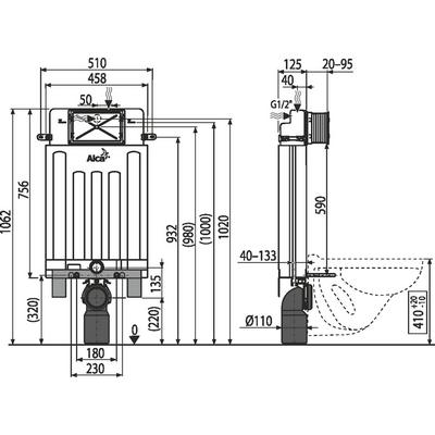 Бачок скрытого монтажа AlcaPlast Alcamodul AM100/1000