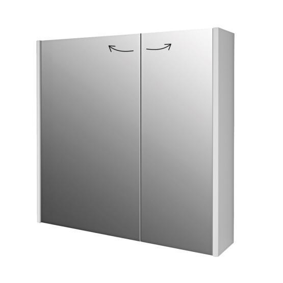 Шкаф зеркальный Dreja PRIME 70 см, 2 дверцы, 4 стеклянные полки, белый 99.9305