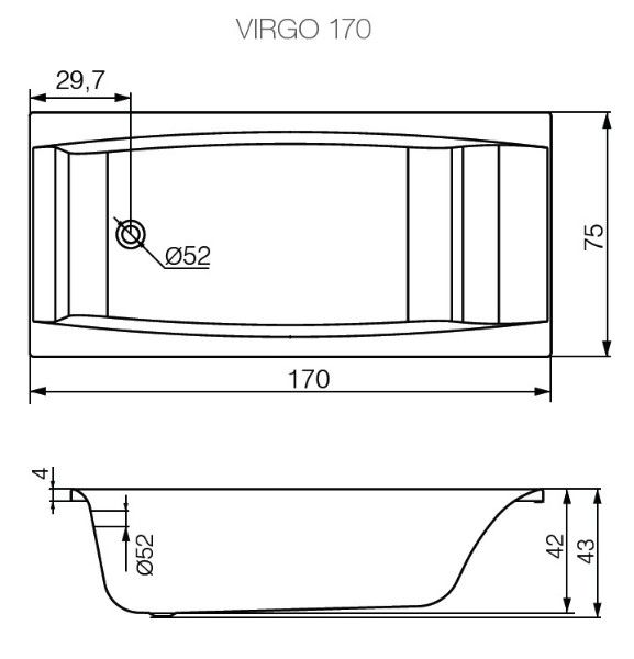 Ванна Cersanit Virgo 170x75 см