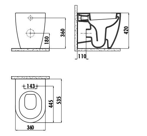 Унитаз CREAVIT FREE напольный FE350-11CB00E-0000 (сиденье отдельно)