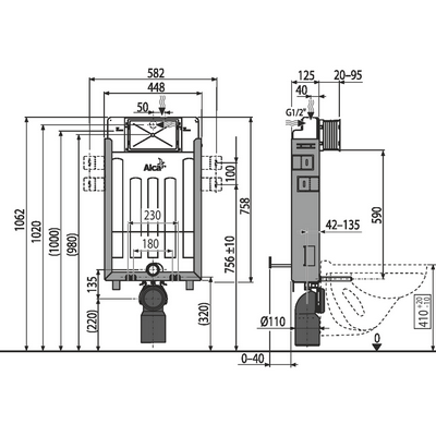 Бачок скрытого монтажа AlcaPlast Renovmodul AM115/1000