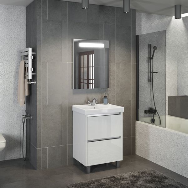 Тумба с раковиной Comforty Дублин-60 белый глянец