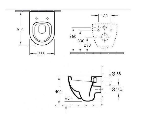 Унитаз подвесной ESBANO AZUL черный матовый безободковый подвесной 520x360x285