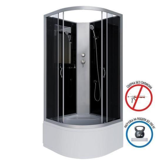 Душевая кабина Niagara NG-2507-14BK 800х800х2000 высокий поддон 40см стекло тонированное