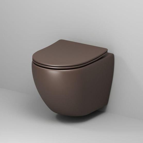 Унитаз Grossman GR-4455BRMS Color (485*365*360) КОРИЧНЕВЫЙ МАТОВЫЙ подвесной Безободковый с тонкой крышкой