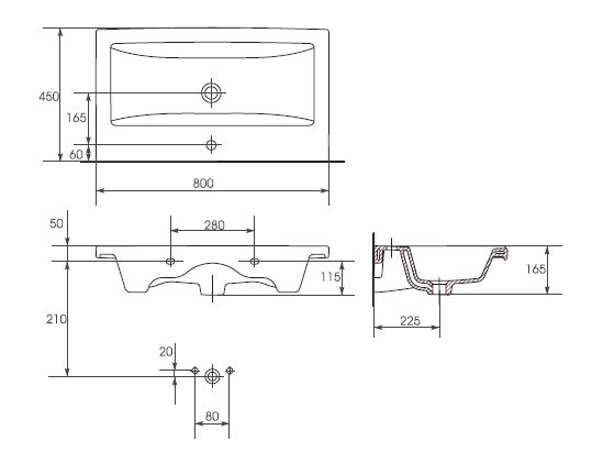 Раковина Cersanit Como 80 S-UM-COM80/1-w