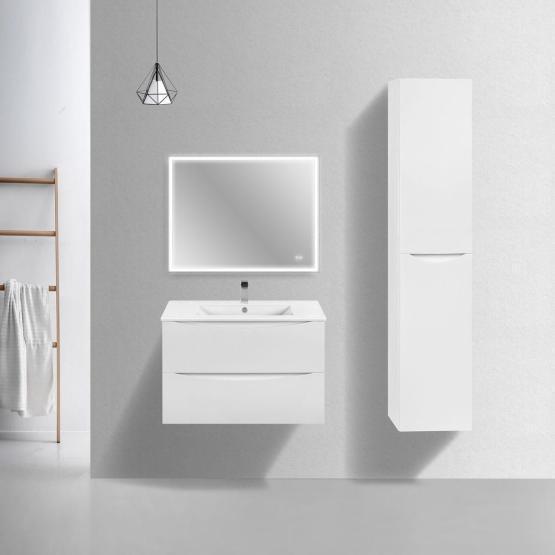 Тумба под раковину Vincea Mia Slim 800 подвесная, 2 выкатных ящика soft close, G.White