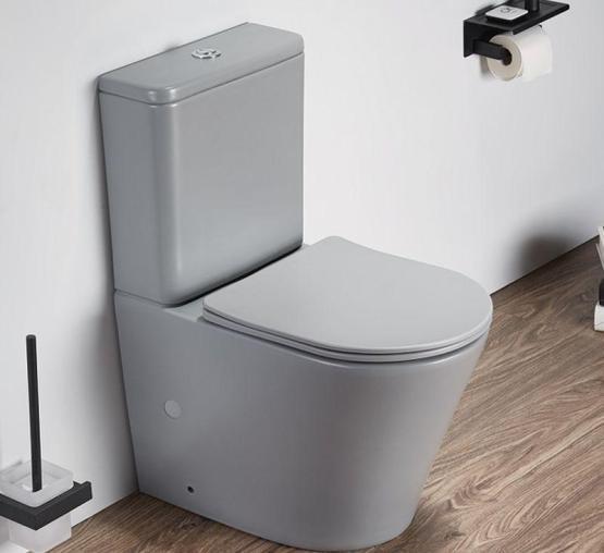 Унитаз Ceramalux 2179XMH напольный безбодковый с бачком ( GEBERIT ) сиденье микролифт светло-серый матовый, 618x380x825