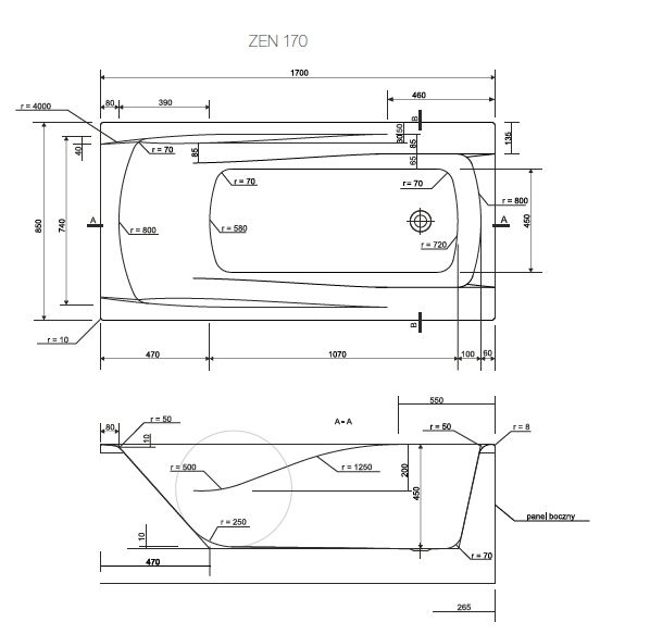 Ванна Cersanit ZEN WP-ZEN*170 170x85 см
