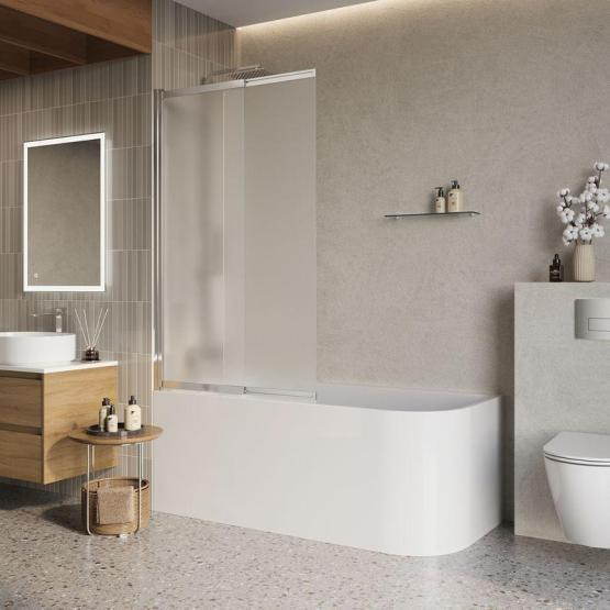 Шторка на ванну BelBagno LUCE 90 матовое стекло 6 мм профиль хром LUCE-VF-11-90/145-P-Cr