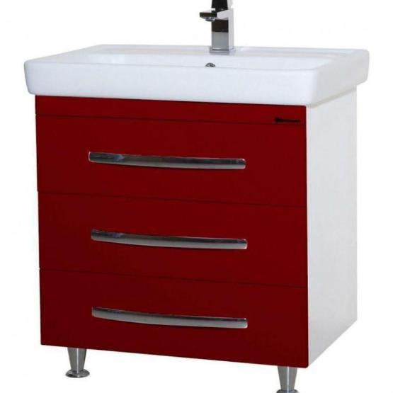 Тумба под раковину Bellezza Рокко 70 напольная с 3 ящ. (Тигода) красная