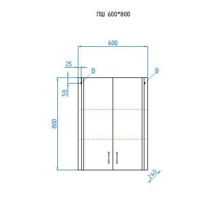 Подвесной шкаф Style Line Эко Стандарт 600*800*240 с полками