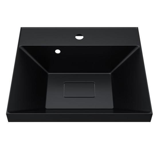 Раковина для ванной Uperwood Classic New 50х45х16 см, черная глянцевая, с накладкой для слива