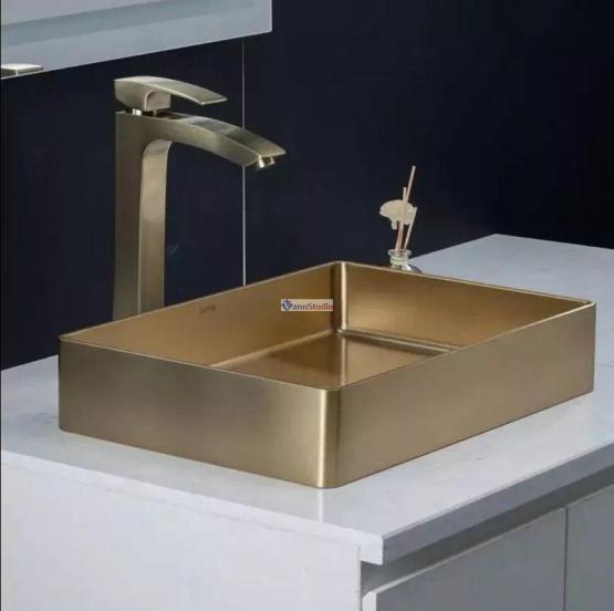 Раковина Gappo GX201-3 36x36 Cатин золотой нерж.сталь на столешницу