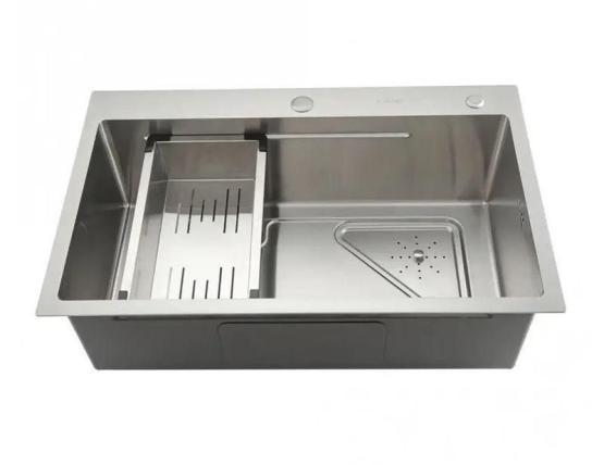 Кухонная мойка Gappo GS7246 720x460x215mm 0.8мм с коландером Сатин