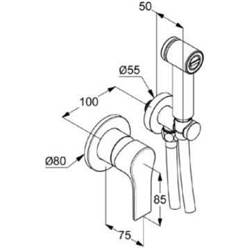 Гигиенический душ Kludi Zenta SL 489980565 со смесителем