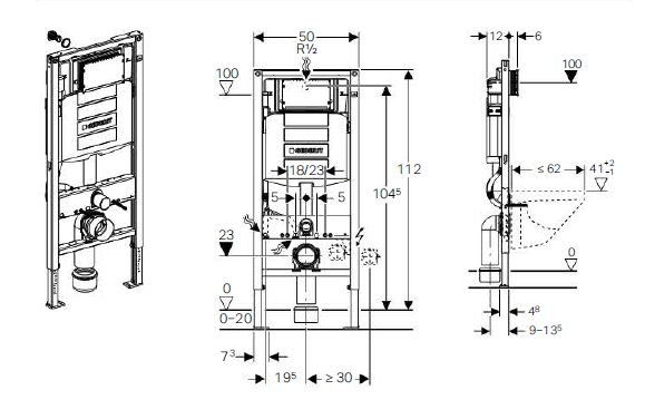 Geberit Duofix 111.300.00.5 Инсталляция для унитаза для клавиш Sigma