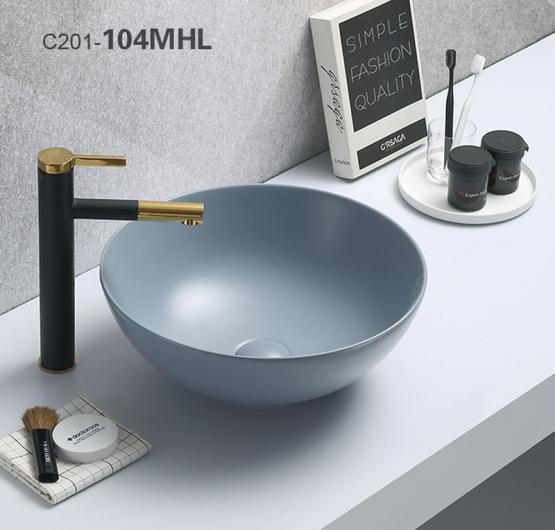 Раковина Ceramalux NC 41x41 голубой, 104MHL-4 круглая