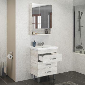 Тумба с раковиной Comforty Никосия-60Н дуб белый