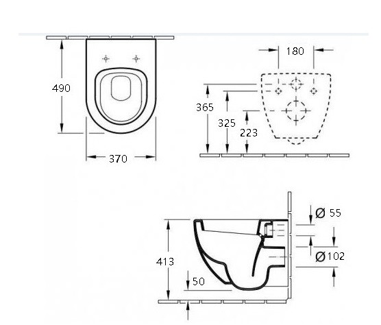 Унитаз подвесной ESBANO ASTER черный матовый безободковый подвесной 495x365x315
