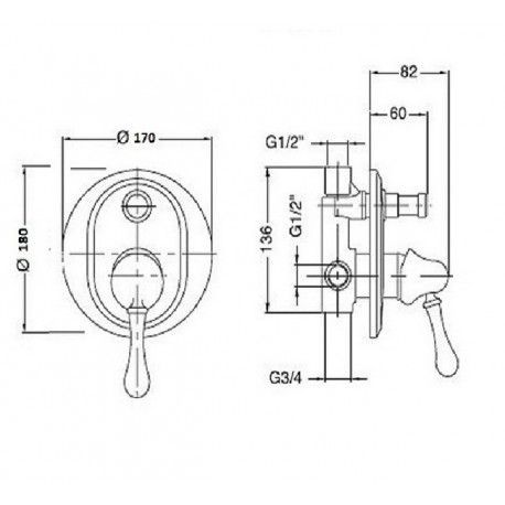 Встраиваемый Смеситель Magliezza VISTA 50148-cr с переключателем хром
