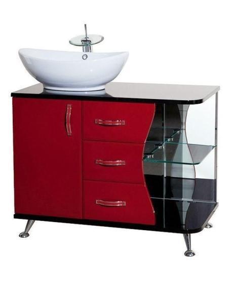 Тумба под раковину Bellezza Рио 90 L напольная с 3 ящ. красная/черная