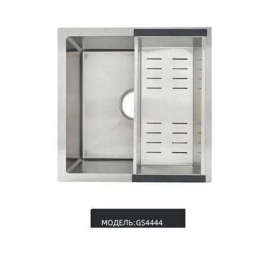 Кухонная мойка Gappo GS4444 440x440x215mm 0.8мм с коландером Сатин