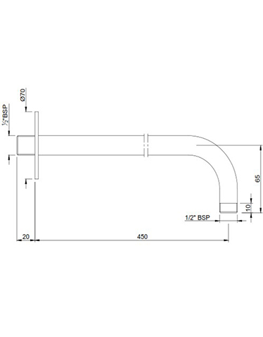 Кронштейн для верхнего душа Jaquar Shower-Pipe SHA-CHR-479L450 45 см хром