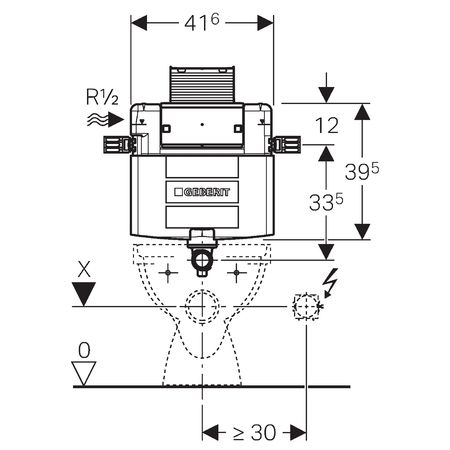 Бачок скрытого монтажа GEBERIT 109.043.00.1 для приставного унитаза