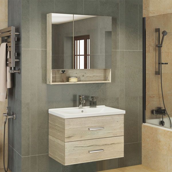 Зеркало шкаф Comforty Парма-80 дуб дымчатый