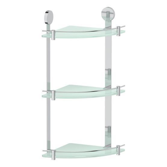 Полка угловая 3-х ярусная 26 cm матовое стекло;  ARTWELLE Harmonie HAR 041 хром