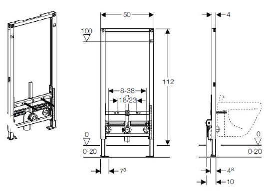 Geberit Duofix 111.520.00.1 инсталляция для биде H112 высота 112 см
