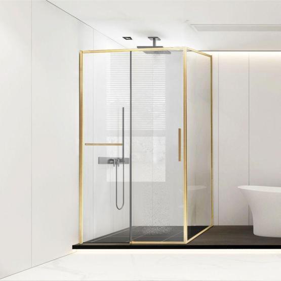 Душевой уголок Vincea Slim Soft VSR-1SS8014CLG, 1400*800, брашированное золото, стекло прозрачное