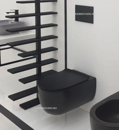 Унитаз Bien VOKHA MDKA052N1VP0B7000 подвесной безободковый сиденье микролифт, цвет черный матовый