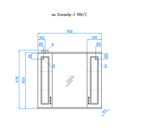 Зеркальный шкаф Style Line Elfante Олеандр-2 90/С, рельеф пастель