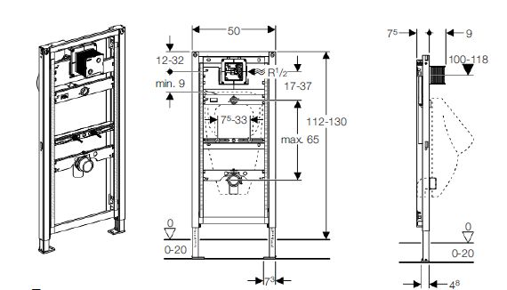 Geberit Duofix 111.616.00.1 Инсталляция для писсуара универсальная