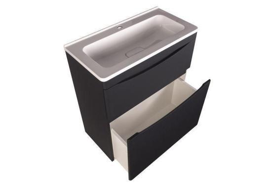 Тумба под раковину Style line El Fante напольная Бергамо мини 70 (2 ящ.) Люкс антискрейтч черный, PLUS