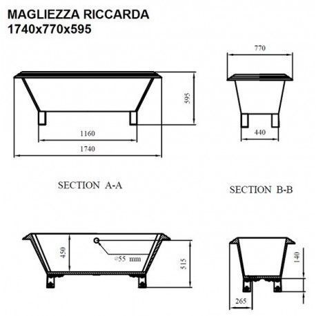 Ванна Magliezza RICCARDA BR 174×77 на ножках бронза, акриловая