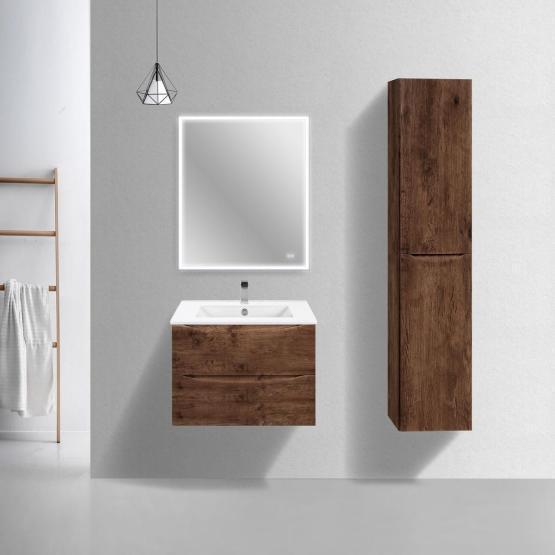 Тумба под раковину Vincea Mia Slim 700 подвесная, 2 выкатных ящика soft close, R.Wood