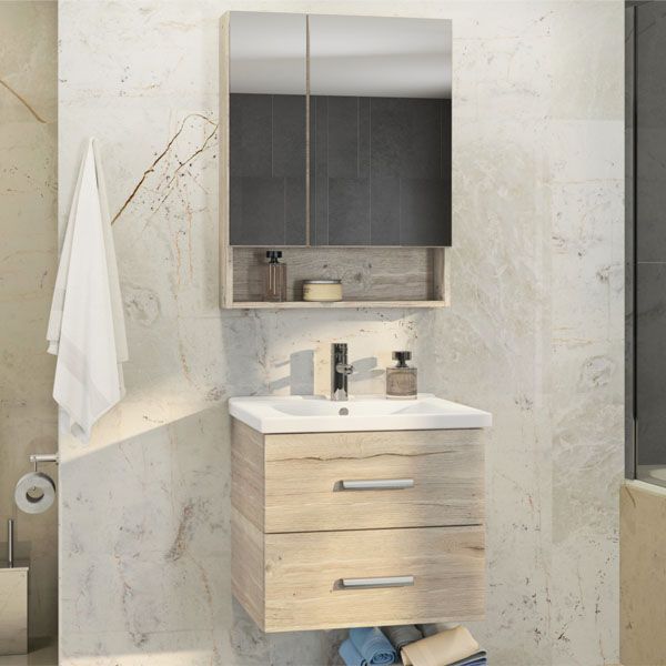 Зеркало шкаф Comforty Парма-60 дуб дымчатый