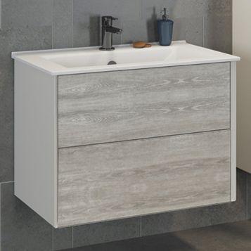 Тумба с раковиной Comforty Женева-75 дуб белый