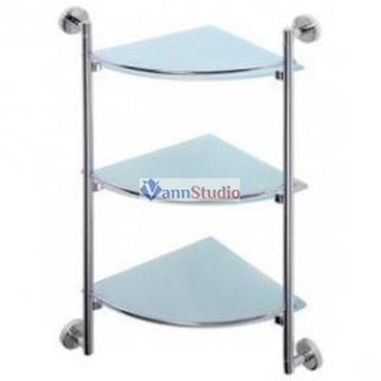 F1707-3 Полка стеклянная Frap для ванной 3-ярусная угловая 250*250