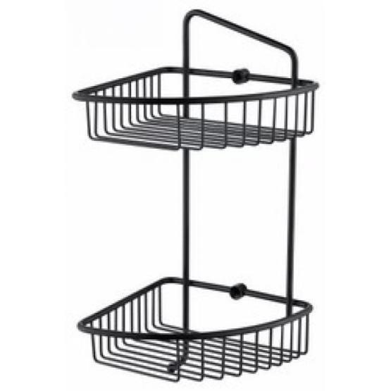 Полка для ванной двухярусная угловая KAISER 204*204*430*60 Black/латунь (KH-5072) черный