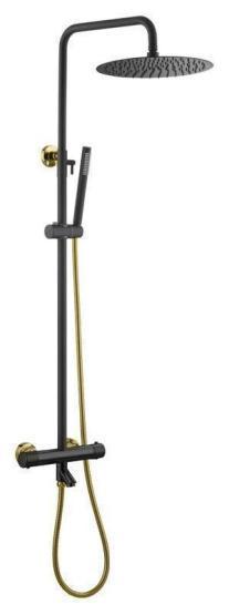 Душевая система с термостатом UNO черный золото 468-T-BG