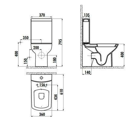 Унитаз CREAVIT LARA LR310-11CB00E-0000 (бачок и сиденье отдельно)