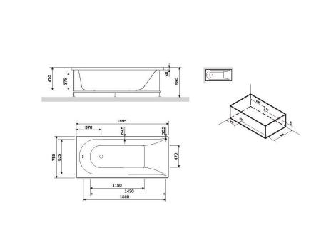 Каркас для ванны AM.PM Spirit W72A-170-075W-R2 Серый