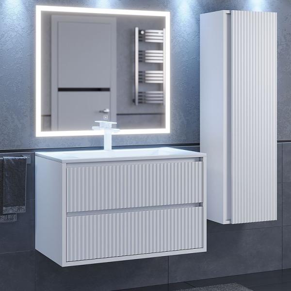 Тумба под раковину для ванной Uperwood Next Premium подвесная, 80 см, белая, 2 ящика