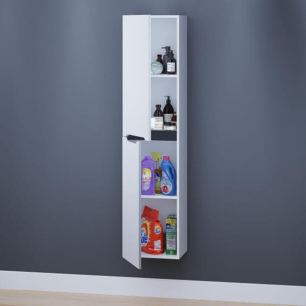 Шкаф-пенал для ванной Uperwood Tanos 33*27*150 см, подвесной, белый/графит, универсальный