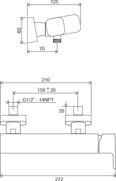 Смеситель для душа Ravak 10° Free TD F 032.00/150 мм X070132