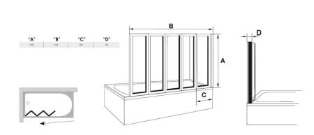 Шторка на ванну Ravak VS5 794E010041 белая+Раин